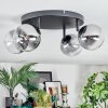 Chehalis ceiling light, globe light clear, Smoke-coloured, 4-light sources