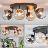 Chehalis ceiling light, globe light Amber, clear, Smoke-coloured, 4-light sources