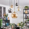Koyoto hanging light, globe light, pendant light gold, black, 5-light sources