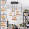Koyoto hanging light, globe light, pendant light gold, black, 5-light sources