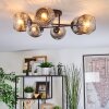 Ripoll ceiling light, globe light chrome, clear, Smoke-coloured, 6-light sources