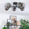 Ripoll ceiling light, globe light chrome, clear, Smoke-coloured, 6-light sources