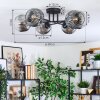 Ripoll ceiling light, globe light chrome, clear, Smoke-coloured, 6-light sources