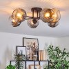 Ripoll ceiling light, globe light chrome, clear, Smoke-coloured, 6-light sources
