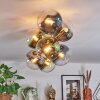 Gastor ceiling light, globe light gold, black, 8-light sources