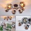 Ripoll ceiling light, globe light chrome, clear, Smoke-coloured, 6-light sources