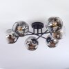 Ripoll ceiling light, globe light chrome, clear, Smoke-coloured, 6-light sources