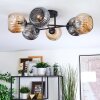 Ripoll ceiling light, globe light Amber, Smoke-coloured, 6-light sources