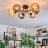 Ripoll ceiling light, globe light Amber, Smoke-coloured, 6-light sources