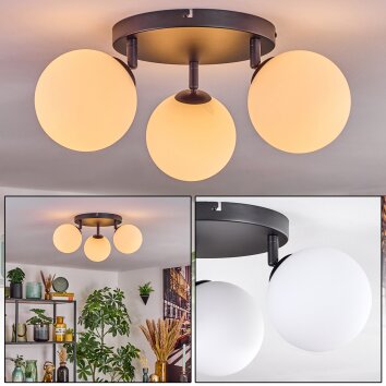 Gastor ceiling light, globe light white, 3-light sources