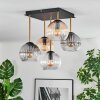 Koyoto ceiling light, globe light gold, black, 5-light sources