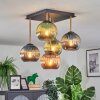 Koyoto ceiling light, globe light gold, black, 5-light sources