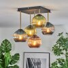 Koyoto ceiling light, globe light gold, black, 5-light sources