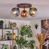 Koyoto ceiling light, globe light blue, green, coppery, 3-light sources