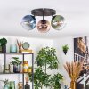Koyoto ceiling light, globe light blue, green, coppery, 3-light sources