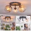 Koyoto ceiling light, globe light Amber, clear, Smoke-coloured, 3-light sources