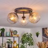 Koyoto ceiling light, globe light Amber, clear, Smoke-coloured, 3-light sources