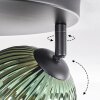 Koyoto ceiling light, globe light blue, green, coppery, 3-light sources