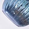 Koyoto ceiling light, globe light blue, green, coppery, 3-light sources