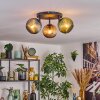 Koyoto ceiling light, globe light blue, green, coppery, 3-light sources