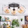Koyoto ceiling light, globe light Amber, 3-light sources