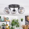 Koyoto ceiling light, globe light clear, Smoke-coloured, 3-light sources