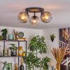 Koyoto ceiling light, globe light clear, Smoke-coloured, 3-light sources
