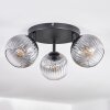 Koyoto ceiling light, globe light clear, Smoke-coloured, 3-light sources