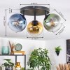 Koyoto ceiling light, globe light blue, gold, green, clear, 3-light sources
