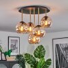 Koyoto ceiling light, globe light brass, black, 5-light sources