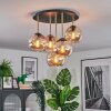 Koyoto ceiling light, globe light brass, black, 5-light sources