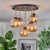 Koyoto ceiling light, globe light brass, black, 5-light sources