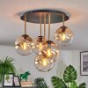 Gastor ceiling light, globe light brass, black, 5-light sources
