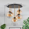 Gastor ceiling light, globe light brass, black, 5-light sources