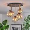 Gastor ceiling light, globe light brass, black, 5-light sources