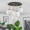 Gastor ceiling light, globe light brass, black, 5-light sources
