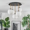 Gastor ceiling light, globe light brass, black, 5-light sources