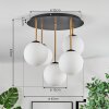 Gastor ceiling light, globe light brass, black, 5-light sources
