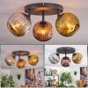 Ripoll ceiling light, globe light chrome, gold, coppery, Smoke-coloured, 3-light sources