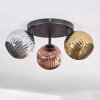Ripoll ceiling light, globe light chrome, gold, coppery, Smoke-coloured, 3-light sources