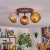 Ripoll ceiling light, globe light chrome, gold, coppery, Smoke-coloured, 3-light sources