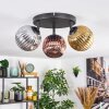 Ripoll ceiling light, globe light chrome, gold, coppery, Smoke-coloured, 3-light sources