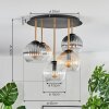 Koyoto ceiling light, globe light brass, black, 5-light sources