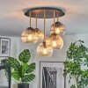 Koyoto ceiling light, globe light brass, black, 5-light sources