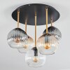 Koyoto ceiling light, globe light brass, black, 5-light sources