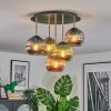 Koyoto ceiling light, globe light brass, black, 5-light sources