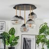 Koyoto ceiling light, globe light 45 cm brass, black, 5-light sources