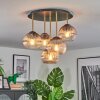 Koyoto ceiling light, globe light 45 cm brass, black, 5-light sources