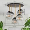 Koyoto ceiling light, globe light 45 cm brass, black, 5-light sources