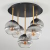 Koyoto ceiling light, globe light 45 cm brass, black, 5-light sources